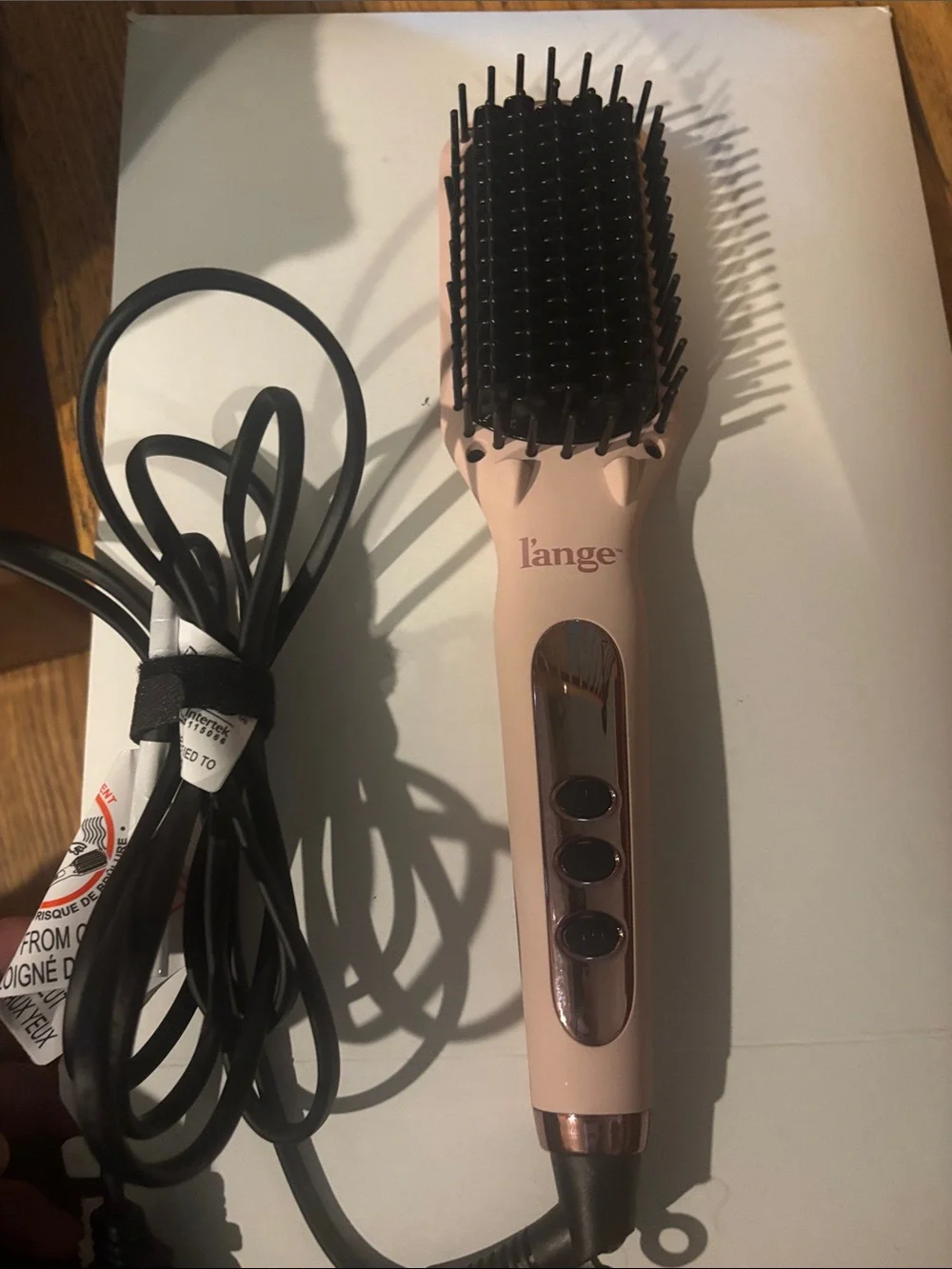 Lange Ceramic Straightening Brush in Blush Pink with Black Bristles